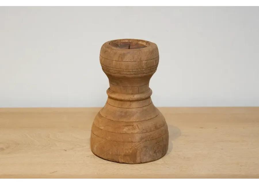 Rustic Bleach Wood Candle Holder-Jeypore