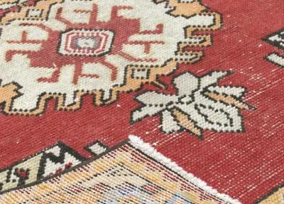 1960s Turkish Oushak Runner -3'2" x 9'4" - Red