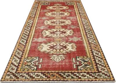 1960s Turkish Oushak Runner -3'2" x 9'4" - Red