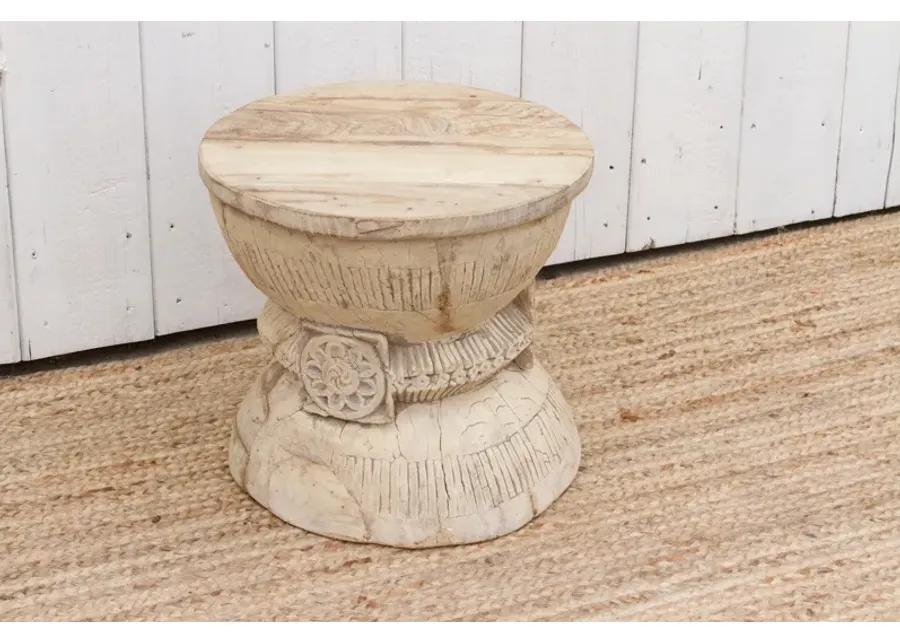 Antique Rustic Bleached Teak Stool