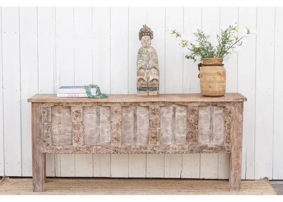 Antique Whitewash Indian Console - Brown