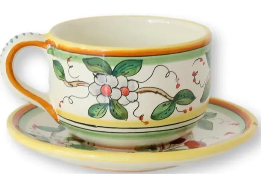 Italian Deruta Faience Breakfast Set/20 - Green