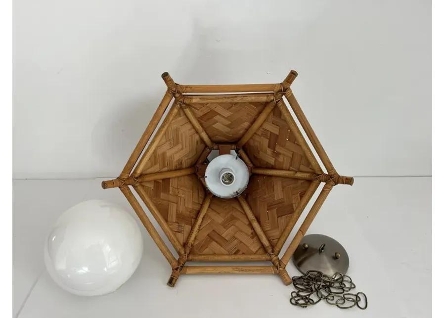 Wicker & Bamboo Pendant Light - Brown