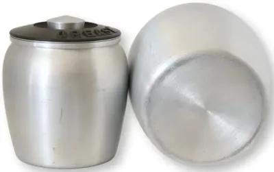 Midcentury Brushed Aluminum Canisters - Silver