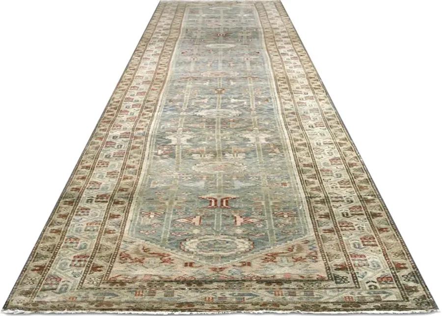 1940s Persian Melayer Runner-3'3"x16'9" - Blue