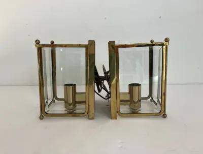 Midcentury Gold Wall Sconces - Set of 2