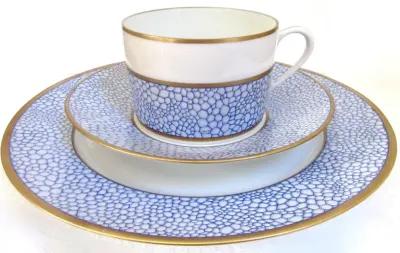 Puiforcat Limoges French Porcelain Trio - Blue