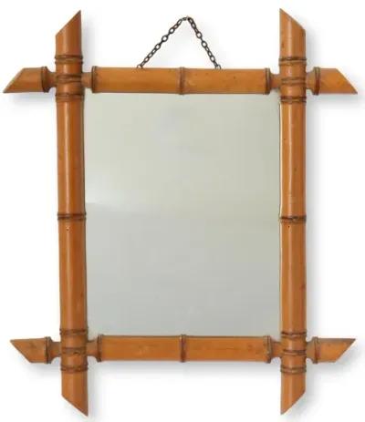 French Faux Bamboo Framed Wall Mirror - Handcrafted