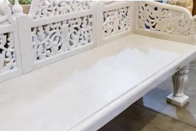 Royal Carved White Marble Garden Bench