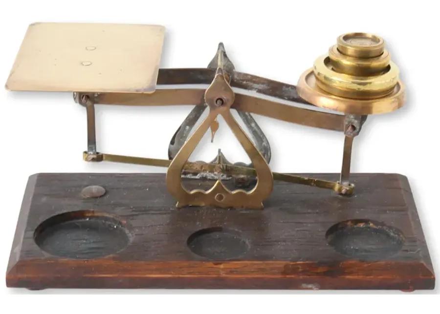 English Postal Scale w/Weights - Brown