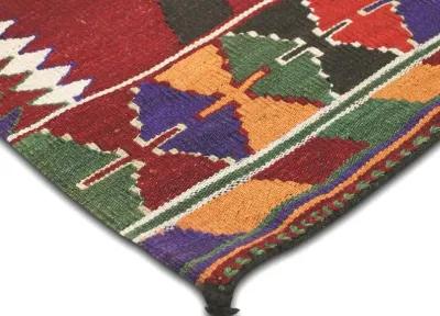 1960s Turkish Kilim - 3'4" x 3'8" - Handcrafted - Red