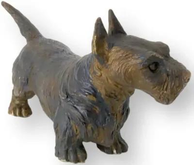 Antique Vienna Bronze Mini Scottie Dog - Brown