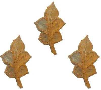 French Hand-Forged Iron Leaf Element Set of 3