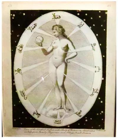 Celestial & Occult Engraving of a Woman - Black