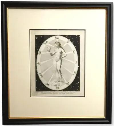 Celestial & Occult Engraving of a Woman - Black