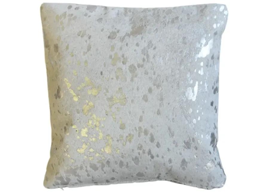 Modern Silver & White Cowhide Pillow