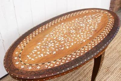 Mid-Century Indian Inlay Coffee Table - Brown