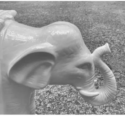 White Ceramic Elephant Footstool