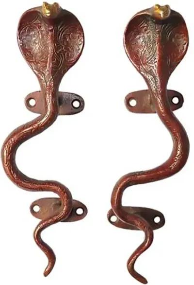 Red Brass Cobra Door Handles - a Pair