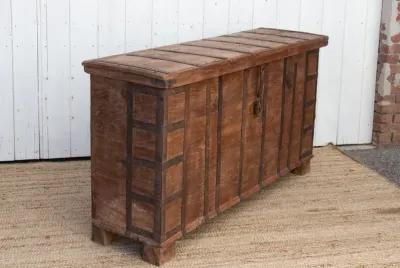 Large Early 20th C. Iron Bound Trunk - Brown