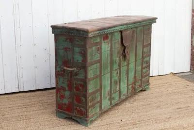 Antique Northern Indian Painted Chest - Green