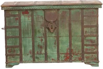 Antique Northern Indian Painted Chest - Green