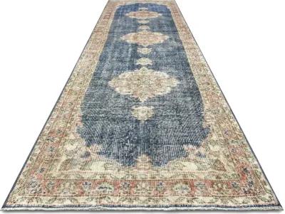 1960s Turkish Oushak Runner-2'10"x11'9" - Blue