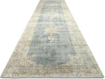 1960s Turkish Oushak Runner-3'3"x12'11" - Blue