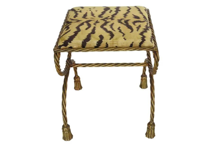 Vintage Scalamandr Le Tigre Tasseled Gilt Bench - Gold