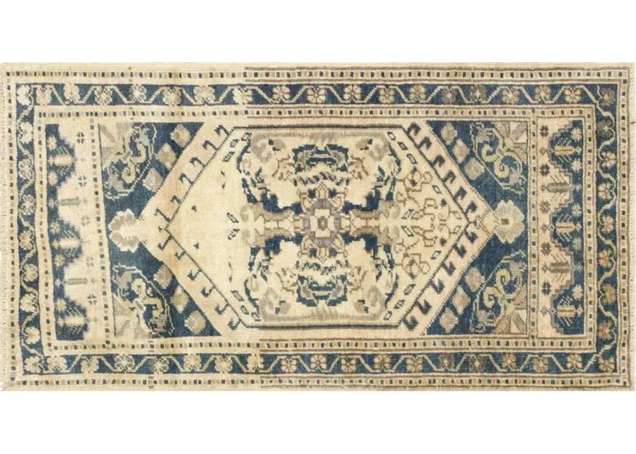 1960s Turkish Oushak Yastic -1'8" x 3'2" - Blue