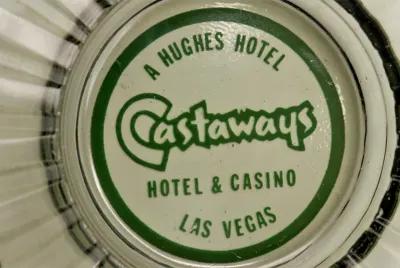 Castaways Hotel Glass Ashtrays - a Pair