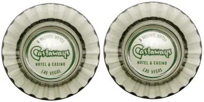 Castaways Hotel Glass Ashtrays - a Pair