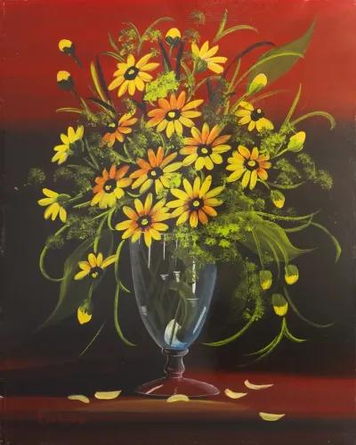 'Yellow Marguerites in a Glass Vase'