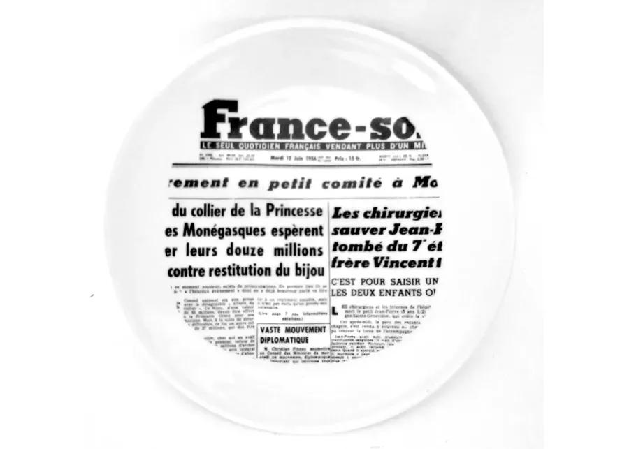 Fornasetti-Style MCM French Plate - Black