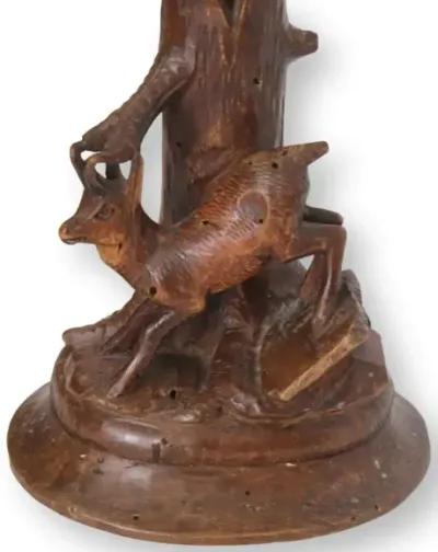 Antique Carved Black Forest Deer Vase