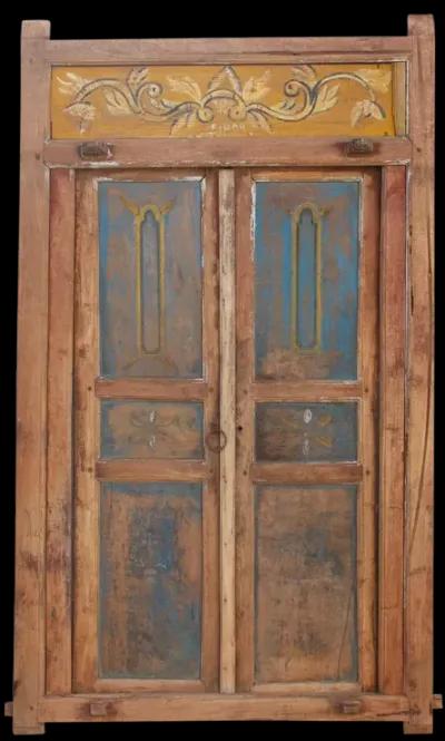 19th Century Painted Javanese Door - Blue