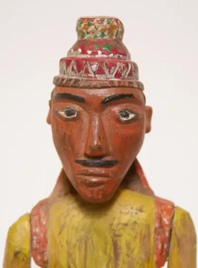 19th Century Rajasthani Carved Warrior - Brown