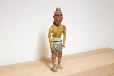 19th Century Rajasthani Carved Warrior - Brown