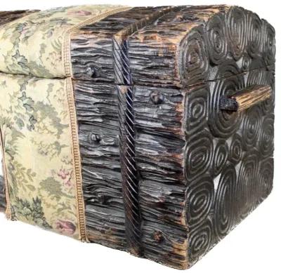 Black Forest Carved Stacked Logs Trunk - Brown