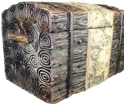 Black Forest Carved Stacked Logs Trunk - Brown