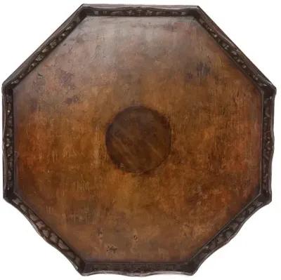 Walnut Octagonal Chippendale Side Table - Brown