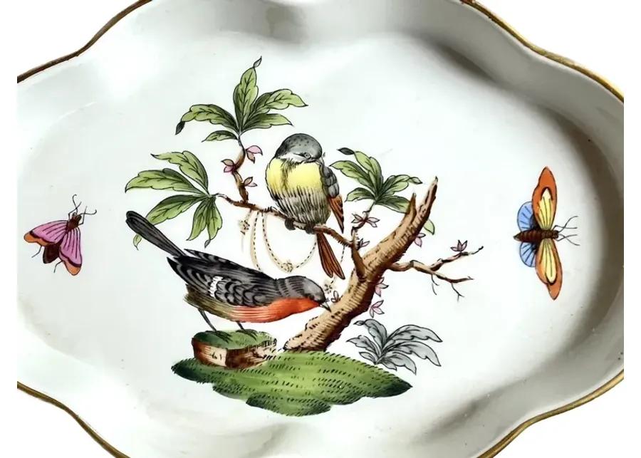 Herend Wildbird & Butterfly Dish - White