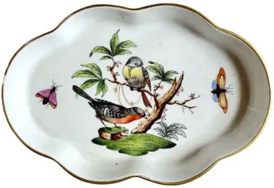 Herend Wildbird & Butterfly Dish - White