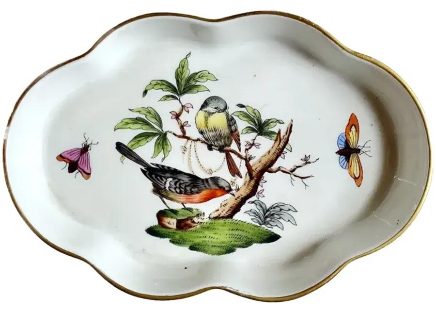 Herend Wildbird & Butterfly Dish - White