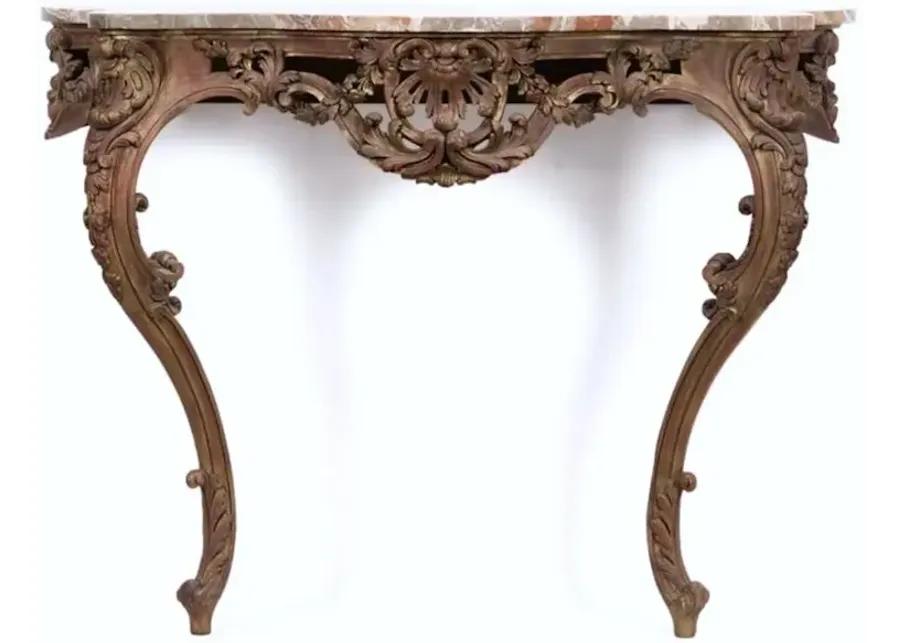 Italian Rococo Marble Wall Console - Brown