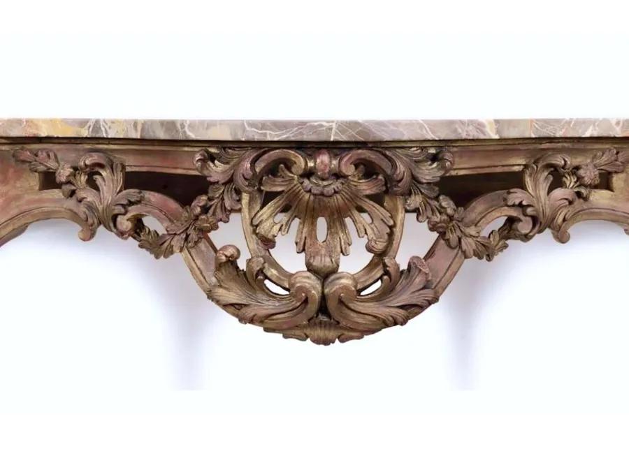 Rococo Italian Marble Wall Console - Brown