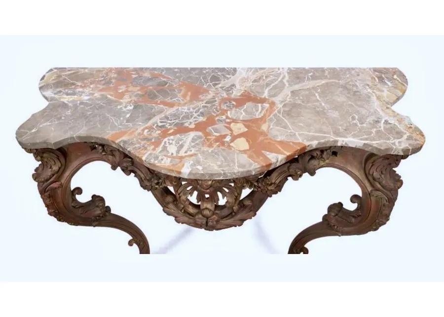 Rococo Italian Marble Wall Console - Brown