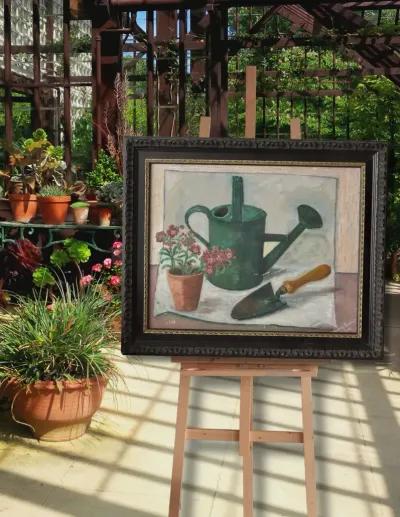 Midcentury French Garden Still Life - Black