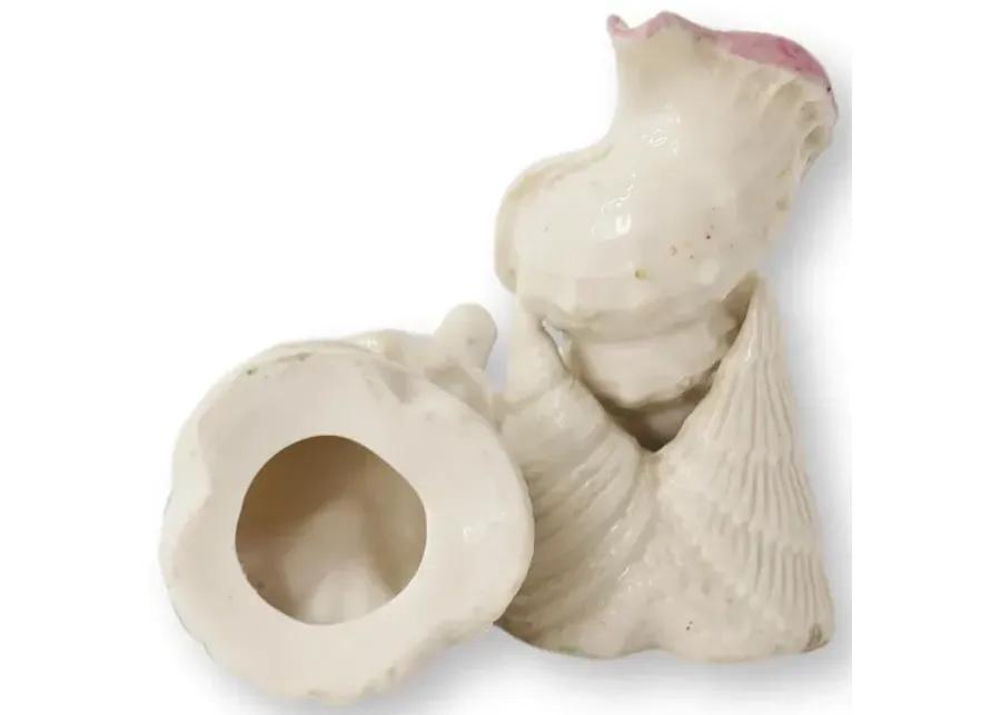 French Porcelain Petite Shell Vases - Set of 2 - White