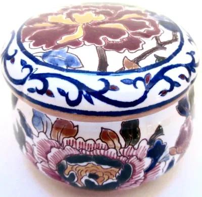 Gien French Faience Peonies Box - Blue